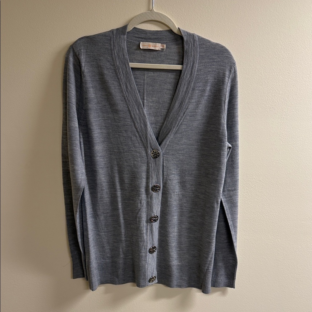 Tory Burch Charcoal Button-Up Cardigan